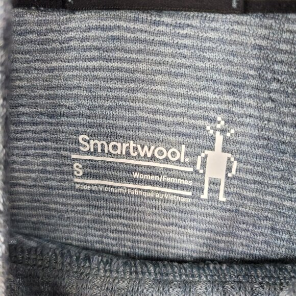 Smartwool Sz Small 100% Merino Wool Thermal Ribbed Turtleneck Top Blue Layering - Picture 5 of 5